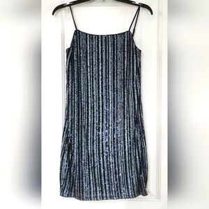 TRIXXI Blue and Silver Sequin Mini Dress Size Medium 💙